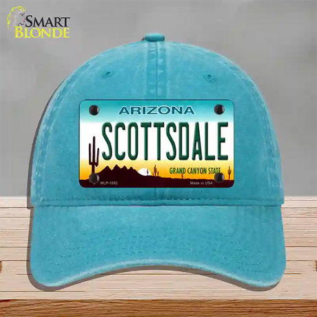 Scottsdale Arizona Novelty License Plate Hat Unconstructed Cotton / Lake Blue