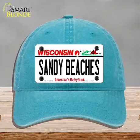 Sandy Beaches Wisconsin Novelty License Plate Hat Unconstructed Cotton / Lake Blue