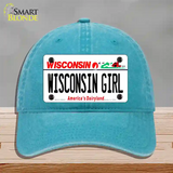 Wisconsin Girl Wisconsin Novelty License Plate Hat Unconstructed Cotton / Lake Blue