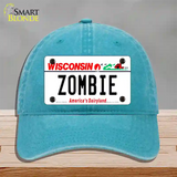 Zombie Wisconsin Novelty License Plate Hat Unconstructed Cotton / Lake Blue