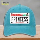 Princess Wisconsin Novelty License Plate Hat Unconstructed Cotton / Lake Blue