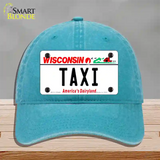 Taxi Wisconsin Novelty License Plate Hat Unconstructed Cotton / Lake Blue