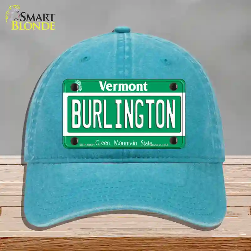 Burlington Vermont Novelty License Plate Hat Unconstructed Cotton / Lake Blue