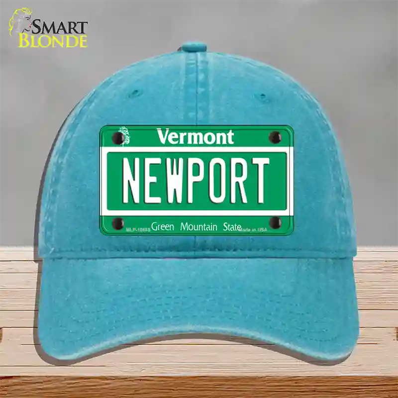 Newport Vermont Novelty License Plate Hat Unconstructed Cotton / Lake Blue