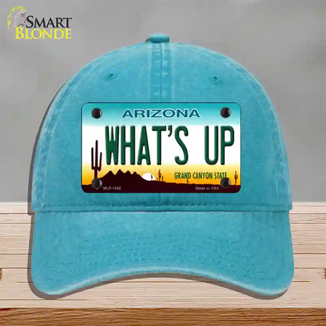 Whats Up Novelty License Plate Hat Unconstructed Cotton / Lake Blue