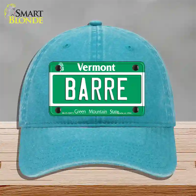 Barre Vermont Novelty License Plate Hat Unconstructed Cotton / Lake Blue