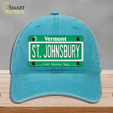 St Johnsbury Vermont Novelty License Plate Hat Unconstructed Cotton / Lake Blue