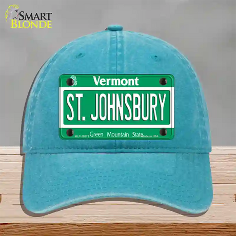 St Johnsbury Vermont Novelty License Plate Hat Unconstructed Cotton / Lake Blue