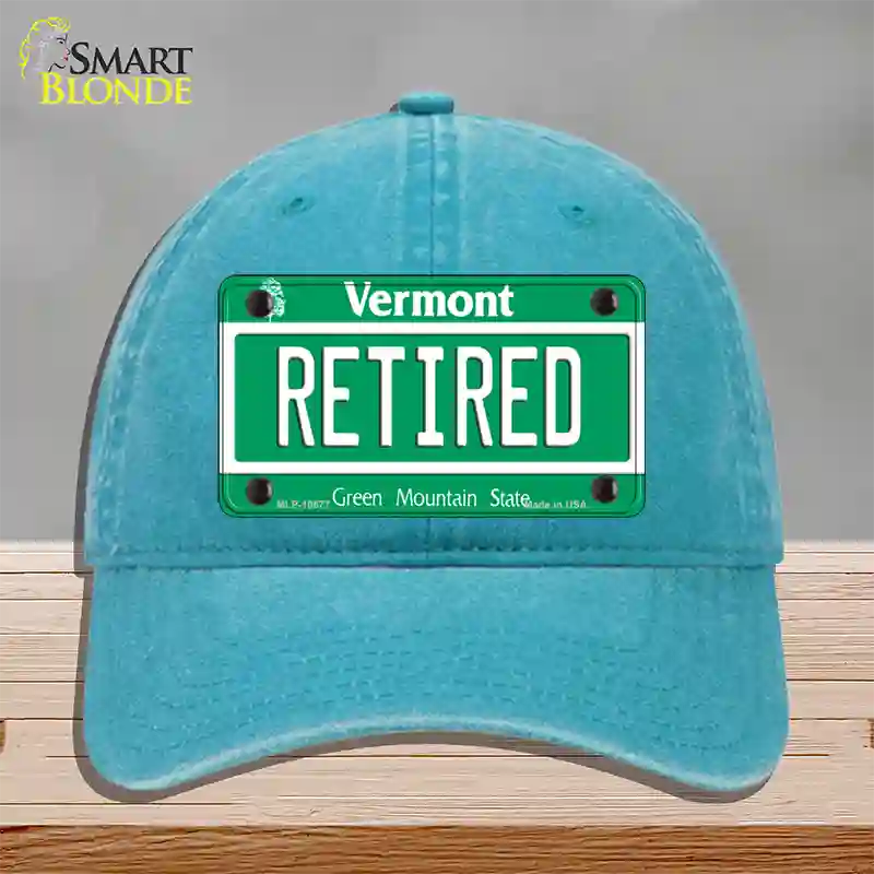 Retired Vermont Novelty License Plate Hat Unconstructed Cotton / Lake Blue