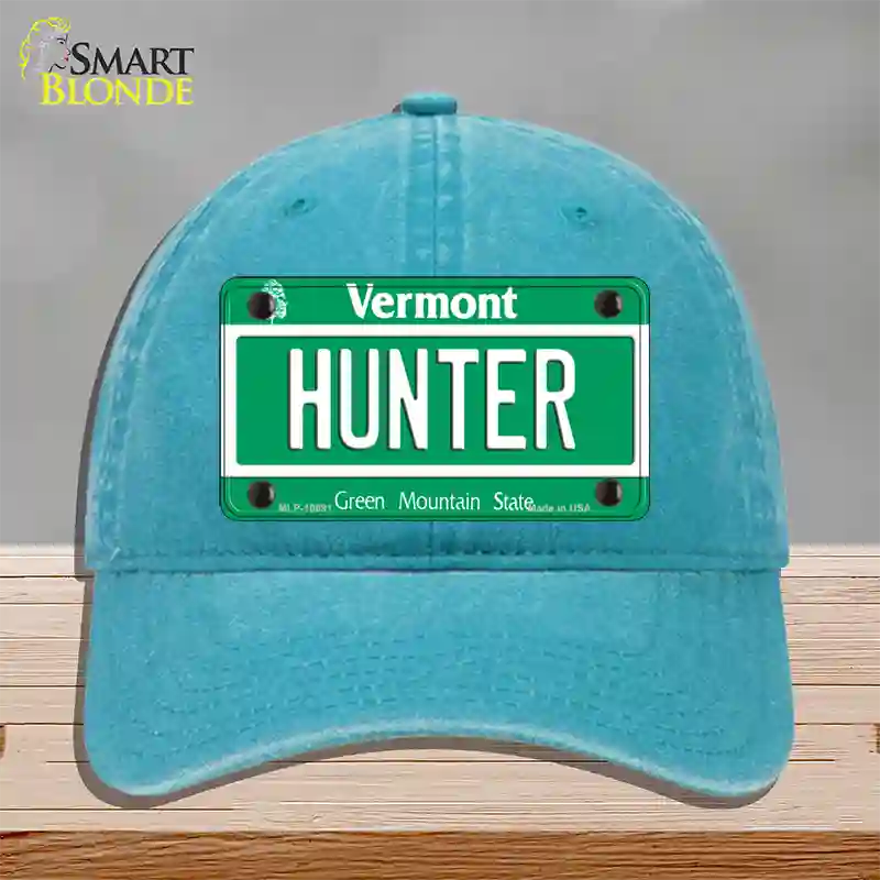 Hunter Vermont Novelty License Plate Hat Unconstructed Cotton / Lake Blue