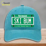 Ski Bum Vermont Novelty License Plate Hat Unconstructed Cotton / Lake Blue