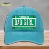 Bad Girl Vermont Novelty License Plate Hat Unconstructed Cotton / Lake Blue