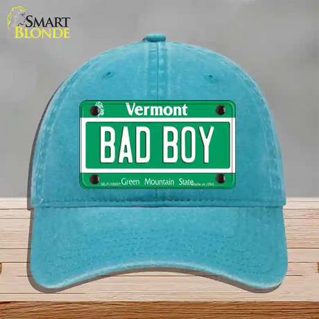 Bad Boy Vermont Novelty License Plate Hat Unconstructed Cotton / Lake Blue