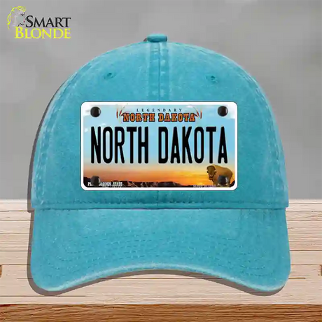 North Dakota Legendary Novelty License Plate Hat Unconstructed Cotton / Lake Blue