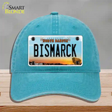 Bismarck North Dakota Novelty License Plate Hat Unconstructed Cotton / Lake Blue