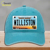 Williston North Dakota Novelty License Plate Hat Unconstructed Cotton / Lake Blue