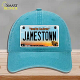 Jamestown North Dakota Novelty License Plate Hat Unconstructed Cotton / Lake Blue