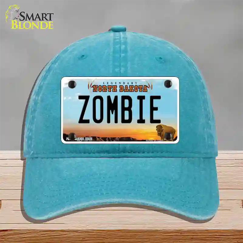 Zombie North Dakota Novelty License Plate Hat Unconstructed Cotton / Lake Blue