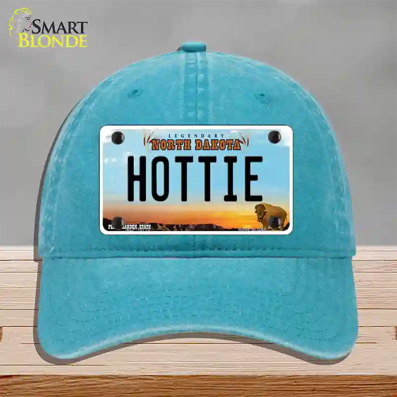 Hottie North Dakota Novelty License Plate Hat Unconstructed Cotton / Lake Blue