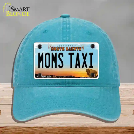 Moms Taxi North Dakota Novelty License Plate Hat Unconstructed Cotton / Lake Blue