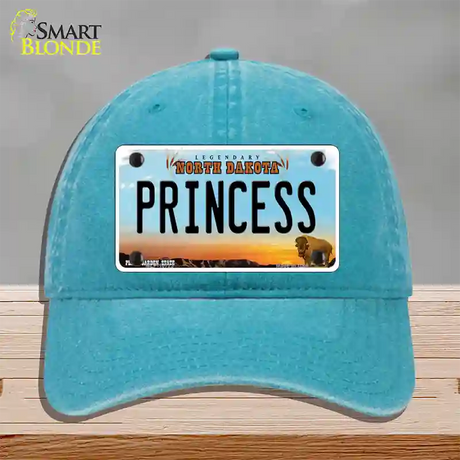 Princess North Dakota Novelty License Plate Hat Unconstructed Cotton / Lake Blue