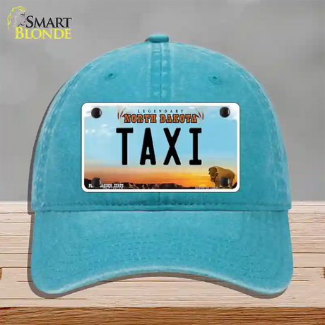 Taxi North Dakota Novelty License Plate Hat Unconstructed Cotton / Lake Blue