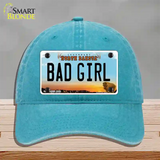 Bad Girl North Dakota Novelty License Plate Hat Unconstructed Cotton / Lake Blue