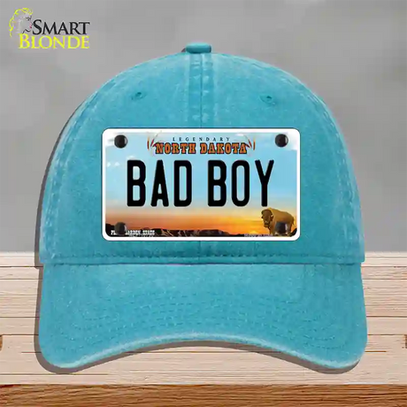 Bad Boy North Dakota Novelty License Plate Hat Unconstructed Cotton / Lake Blue