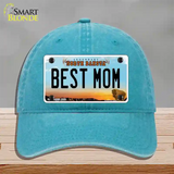 Best Mom North Dakota Novelty License Plate Hat Unconstructed Cotton / Lake Blue