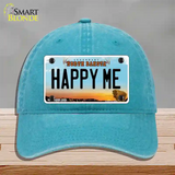 Happy Me North Dakota Novelty License Plate Hat Unconstructed Cotton / Lake Blue