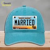 Married North Dakota Novelty License Plate Hat Unconstructed Cotton / Lake Blue