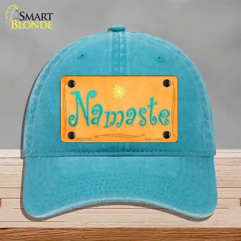 Namaste Novelty License Plate Hat Unconstructed Cotton / Lake Blue