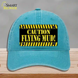 Caution Flying Mud Novelty License Plate Hat Unconstructed Cotton / Lake Blue