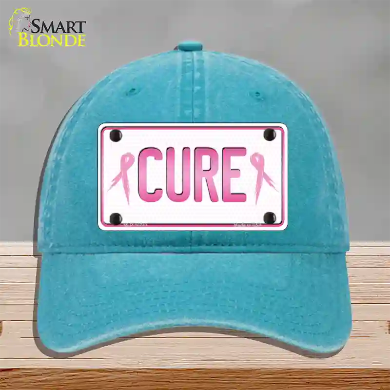 Cure Novelty License Plate Hat Sign Unconstructed Cotton / Lake Blue