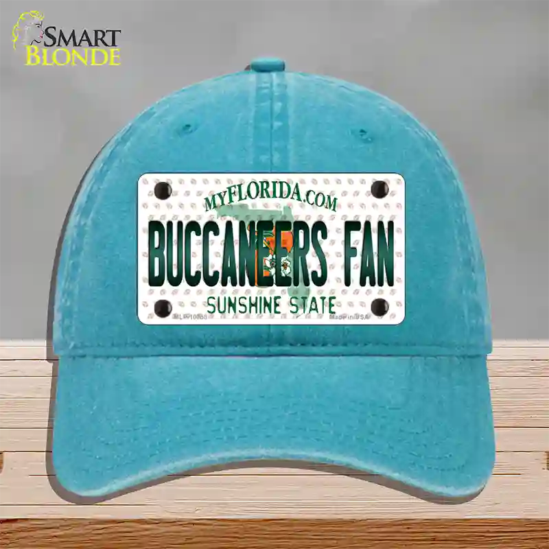 Buccaneers Fan Florida Novelty License Plate Hat Unconstructed Cotton / Lake Blue