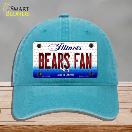 Bears Fan Illinois Novelty License Plate Hat Unconstructed Cotton / Lake Blue