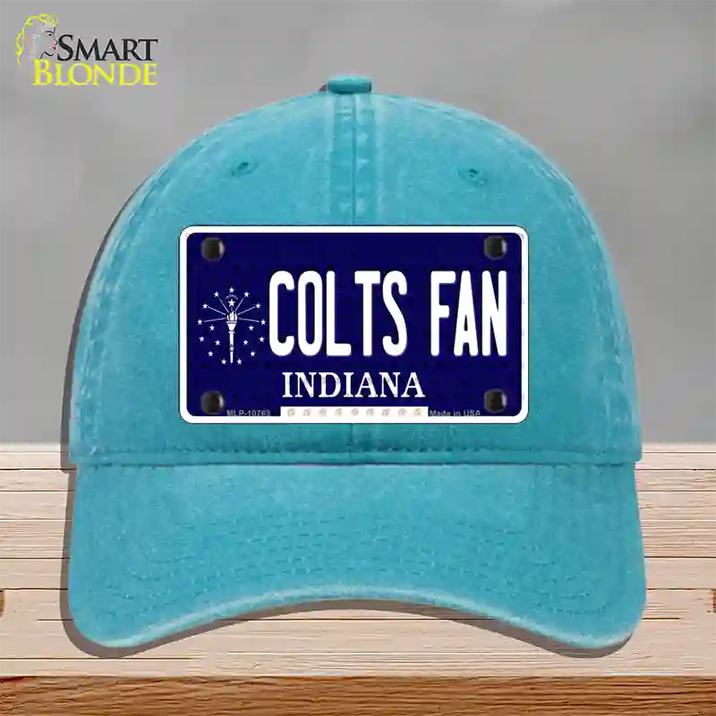 Colts Fan Indiana Novelty License Plate Hat Unconstructed Cotton / Lake Blue