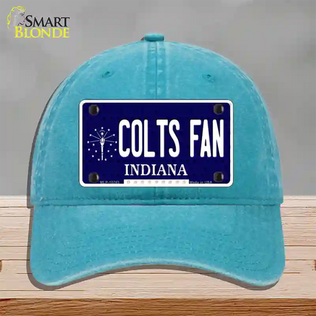 Colts Fan Indiana Novelty License Plate Hat Unconstructed Cotton / Lake Blue