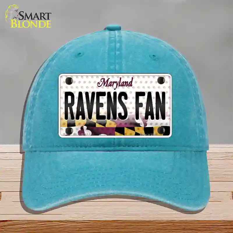 Ravens Fan Maryland Novelty License Plate Hat Unconstructed Cotton / Lake Blue