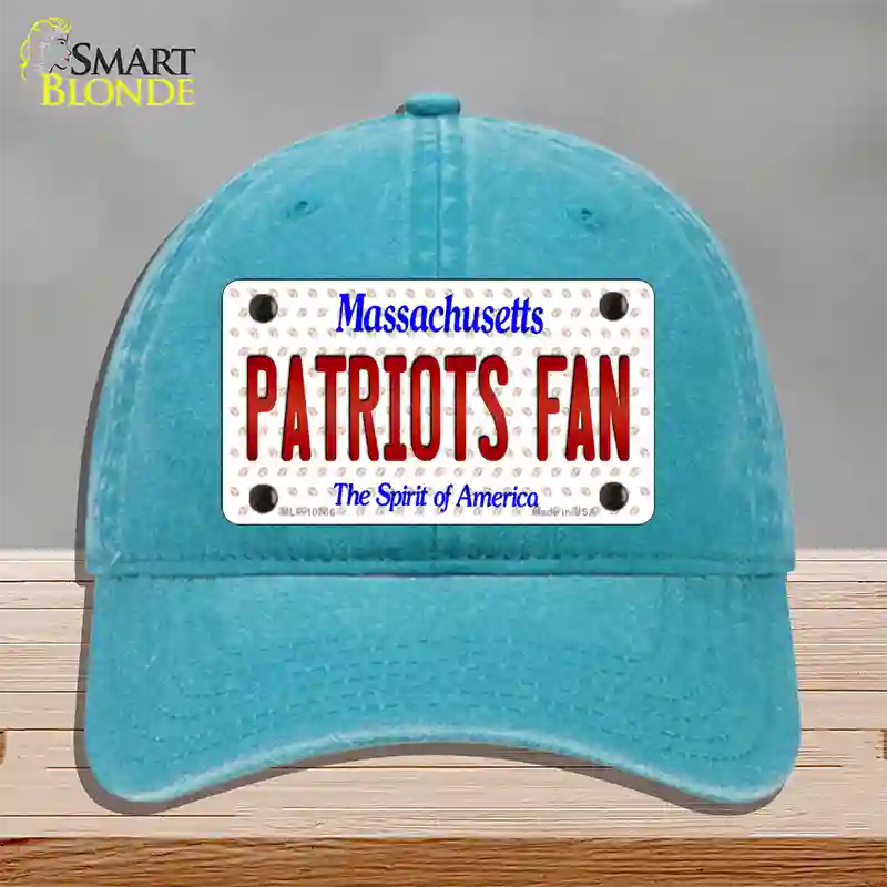 Patriots Fan Massachusetts Novelty License Plate Hat Unconstructed Cotton / Lake Blue