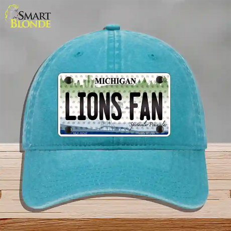 Lions Fan Michigan Novelty License Plate Hat Unconstructed Cotton / Lake Blue