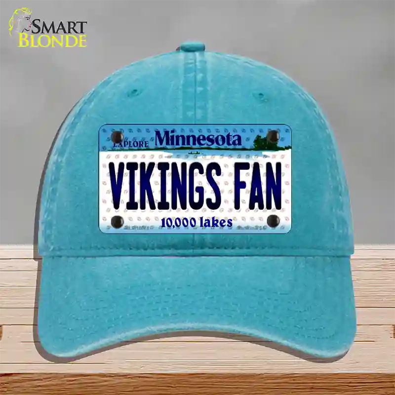 Vikings Fan Minnesota Novelty License Plate Hat Unconstructed Cotton / Lake Blue