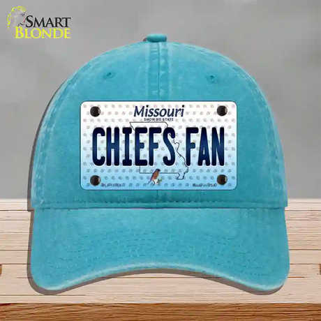 Chiefs Fan Missouri Novelty License Plate Hat Unconstructed Cotton / Lake Blue