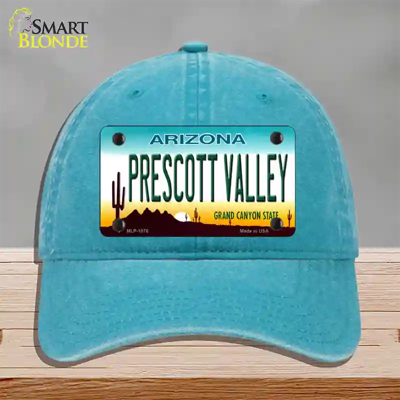 Prescott Valley Arizona Novelty License Plate Hat Unconstructed Cotton / Lake Blue