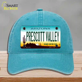 Prescott Valley Arizona Novelty License Plate Hat Unconstructed Cotton / Lake Blue