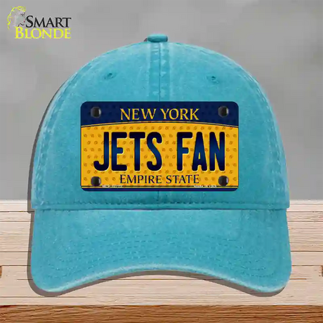 Jets Fan New York Novelty License Plate Hat Unconstructed Cotton / Lake Blue