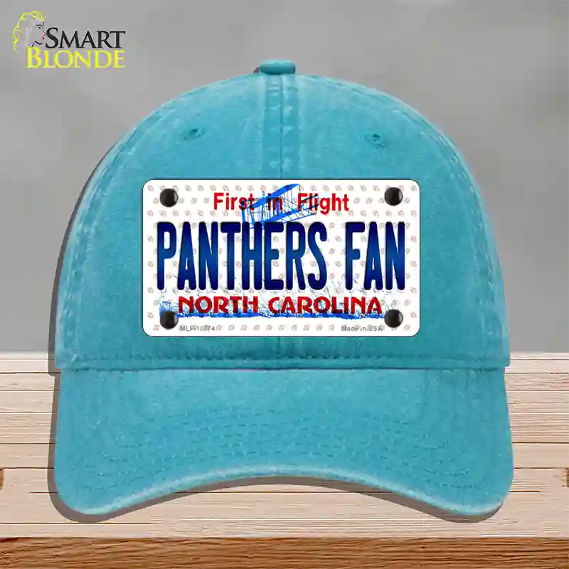 Panthers Fan North Carolina Novelty License Plate Hat Unconstructed Cotton / Lake Blue