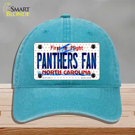 Panthers Fan North Carolina Novelty License Plate Hat Unconstructed Cotton / Lake Blue