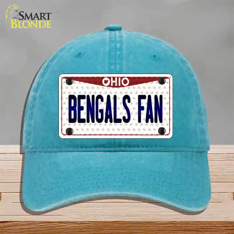 Bengals Fan Ohio Novelty License Plate Hat Unconstructed Cotton / Lake Blue