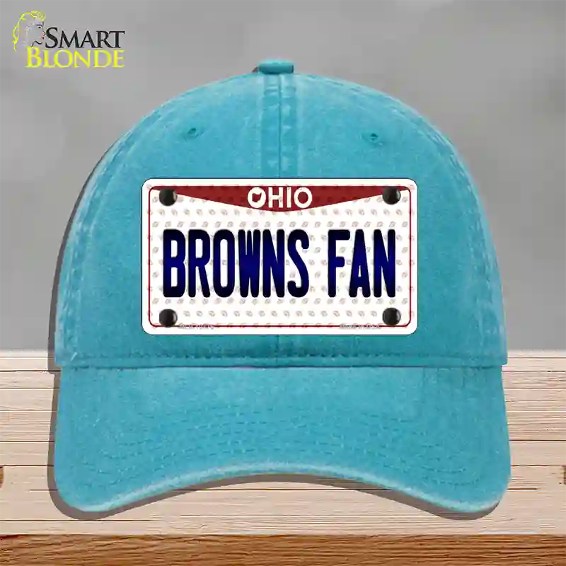 Browns Fan Ohio Novelty License Plate Hat Unconstructed Cotton / Lake Blue